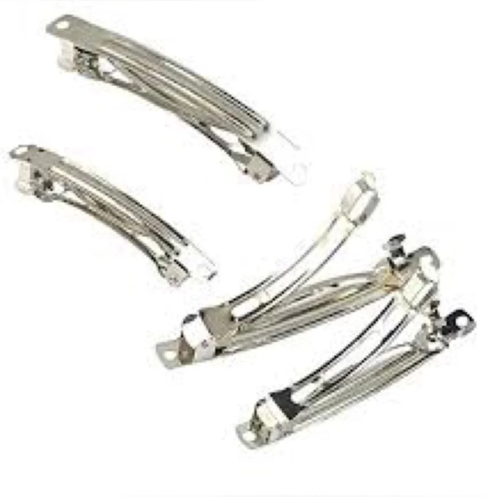 Pack of 4 Sure Grip Barrettes – 3” Silver Toned Smooth Top – NIP ✨